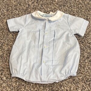 Classic Light Blue Baby One-Piece with Peter Pan Collar